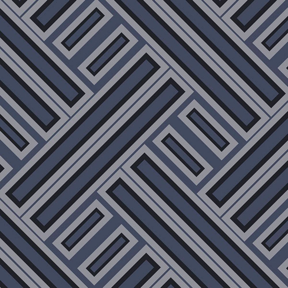 Patton Wallcoverings GX37602 GeometriX Rectangles Wallpaper in Navy, Blue, Black, Metallic Silver